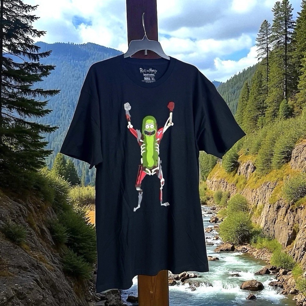 Rick and Morty T-shirt Mens Size XL Pickle Rick Ripple Junction Black